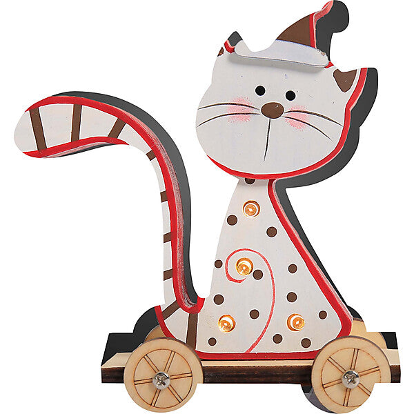 HELLUM LED-Holzkatze sitzend 524185